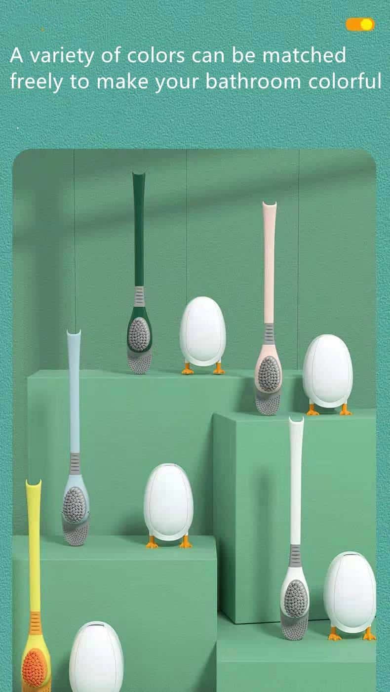 Toilet Brush for Bathroom with Base Creative Duck Shape Silicone Soft Bristles Brush with Holder Set for Toilet Cleaning Tools